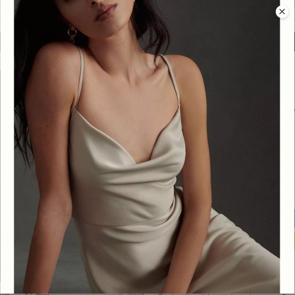 BHLDN Cali Satin Cowl-Neck Midi Slip Dress - Picture 3 of 5
